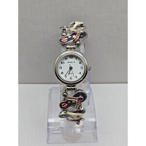Jennie B Avon Patriotic Flip Flops Charm Bracelet Watch New Battery USA  Beach